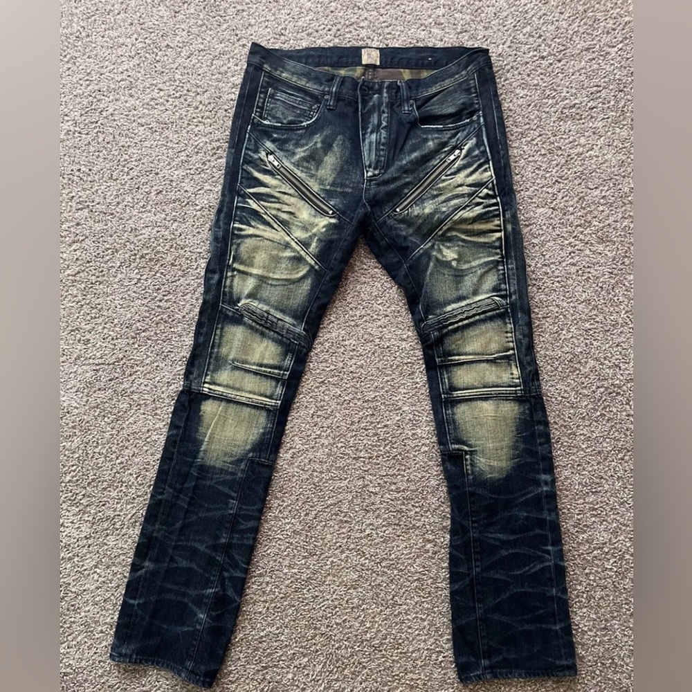 PRPS men’s denim dark jeans bleach wash
